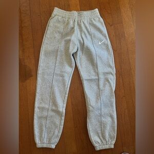 Nike Light Gray Sweat Track Pants with White Swoosh